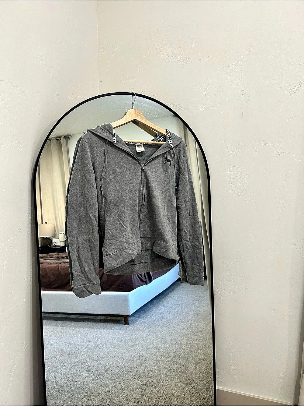 Vintage Victoria's Secret PINK Gray Zip-Up Hooded Jacket Size Medium